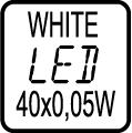 Počet LED čipov - 40x0,05W WHITE